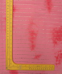 Hot pink Shibori print on Mal cotton Fabric with Stripes Mukaish work