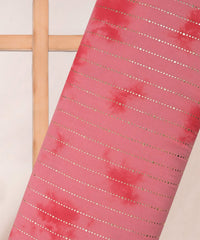 Hot pink Shibori print on Mal cotton Fabric with Stripes Mukaish work