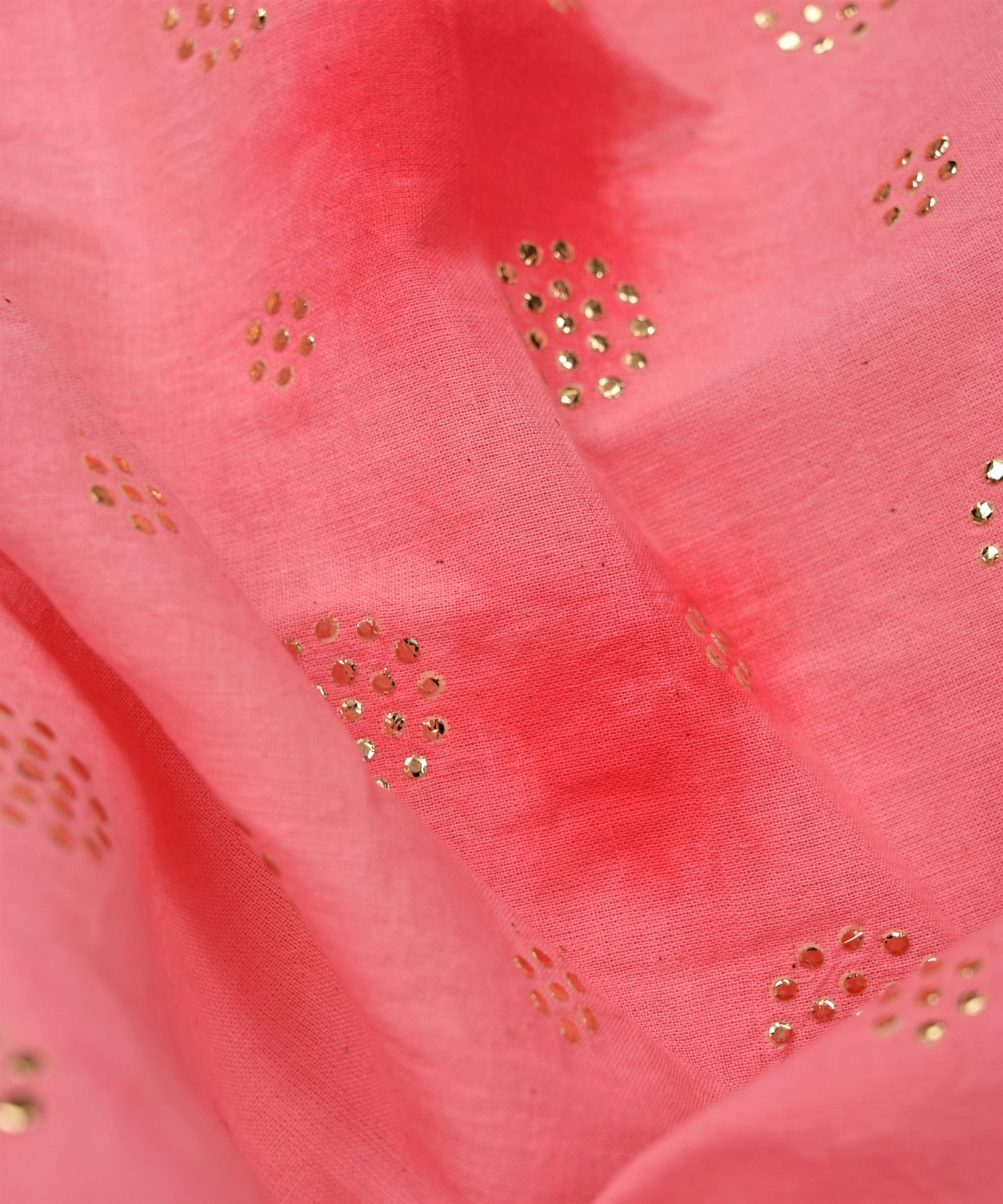 Hot pink Shibori print on Mal cotton Fabric with Mukaish work