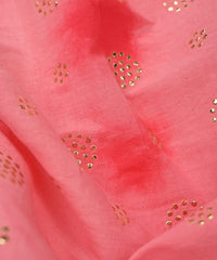 Hot pink Shibori print on Mal cotton Fabric with Mukaish work