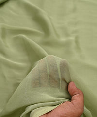 Dusty Green Plain Dyed Simmer Chiffon Fabric