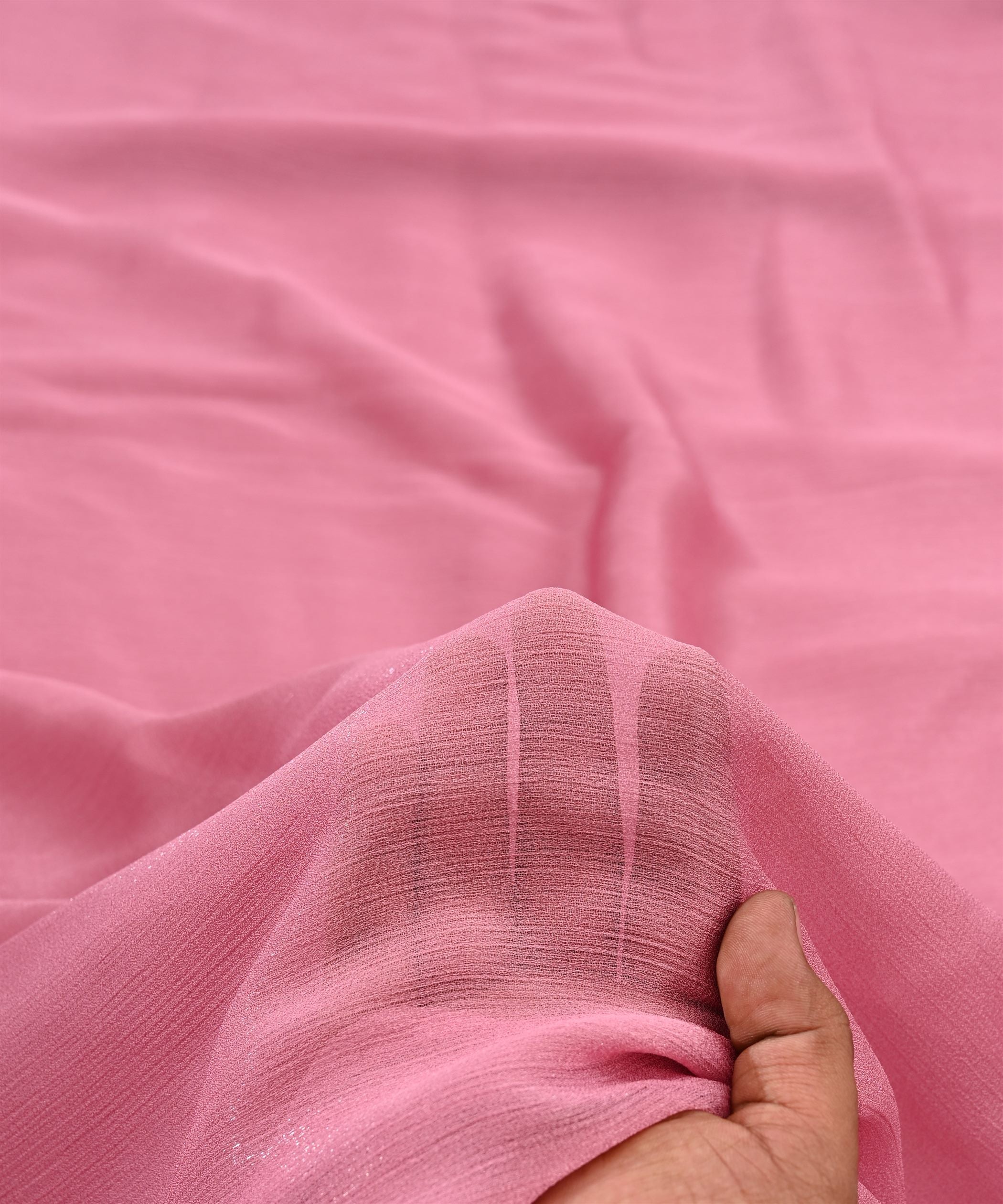 Light Pink Plain Dyed Simmer Chiffon Fabric