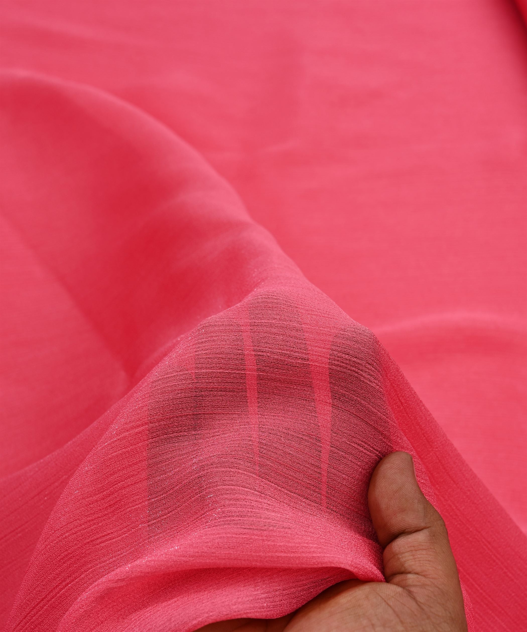 Pink Plain Dyed Simmer Chiffon Fabric