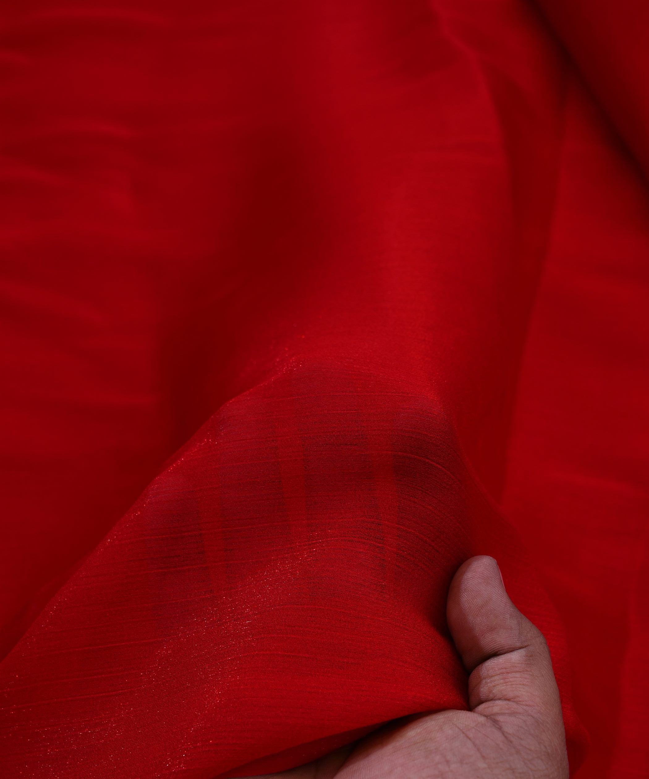 Red Plain Dyed Simmer Chiffon Fabric