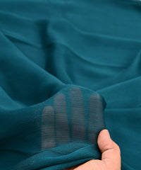 Teal Plain Dyed Simmer Chiffon Fabric