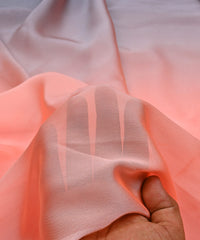 Black & Dusty Peach Plain Dyed Simmer Shaded Georgette Fabric