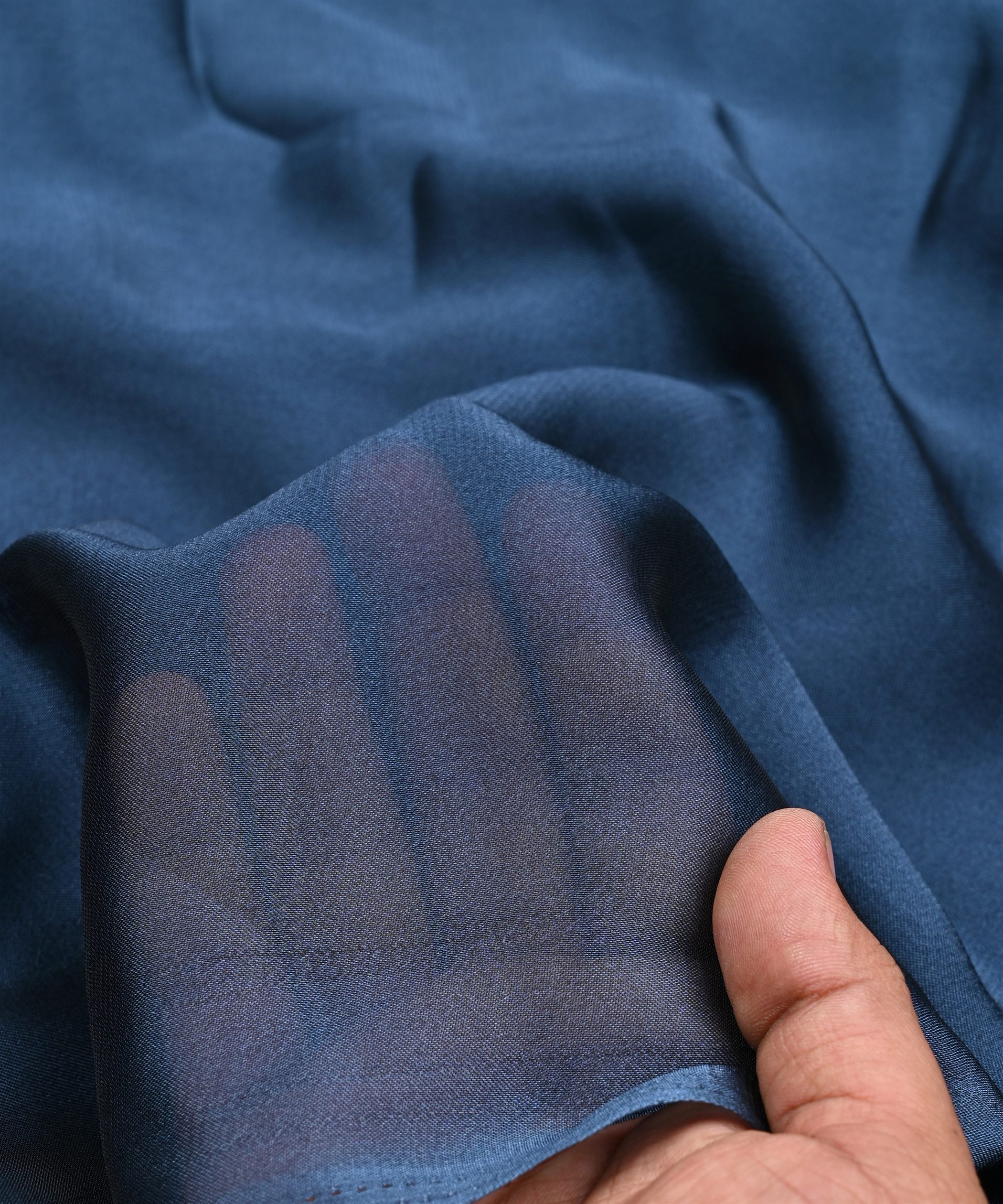 Navy Blue Plain Dyed Simmer Georgette Fabric