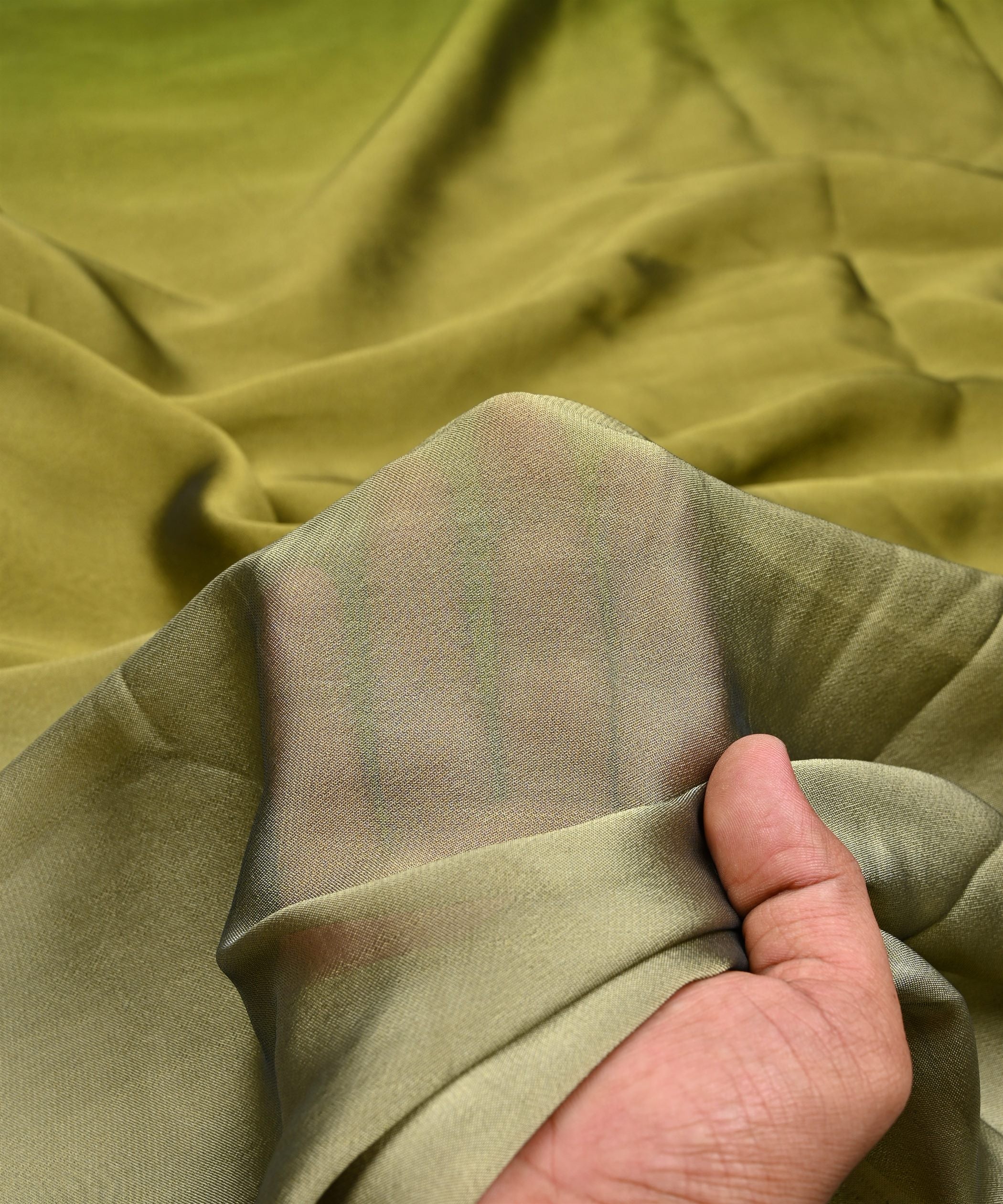 Olive Green Plain Dyed Simmer Georgette Fabric