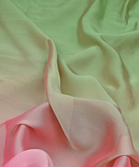 Red & Dusty Green Plain Dyed Simmer Shaded Georgette Fabric