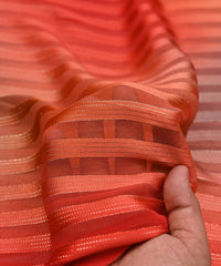 Light Red Spray Print Georgette Fabric with Patta