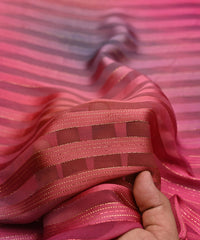 Pink Spray Print Georgette Fabric with Patta