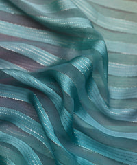 Sky Blue Spray Print Georgette Fabric with Patta