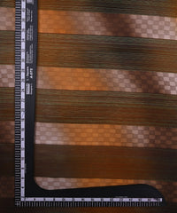 Brown Spray Print Georgette Fabric with Satin Patta and Checks