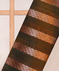Brown Spray Print Georgette Fabric with Satin Patta and Checks