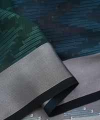 Aquamarine Green Spray Print Georgette Fabric with Zig Zag Lining