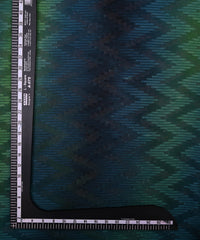 Aquamarine Green Spray Print Georgette Fabric with Zig Zag Lining