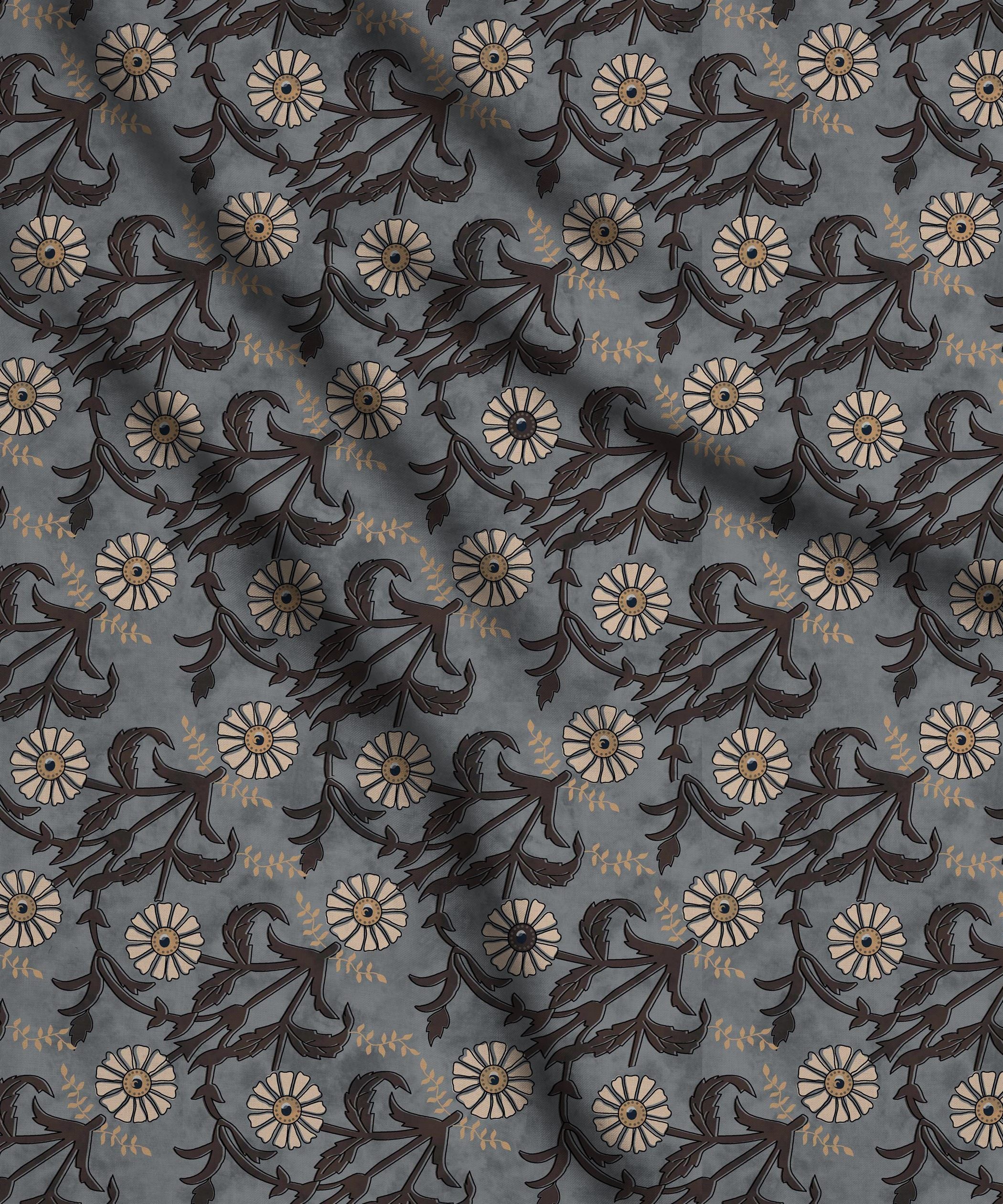 Stone Grey-Beige Ajrakh Print