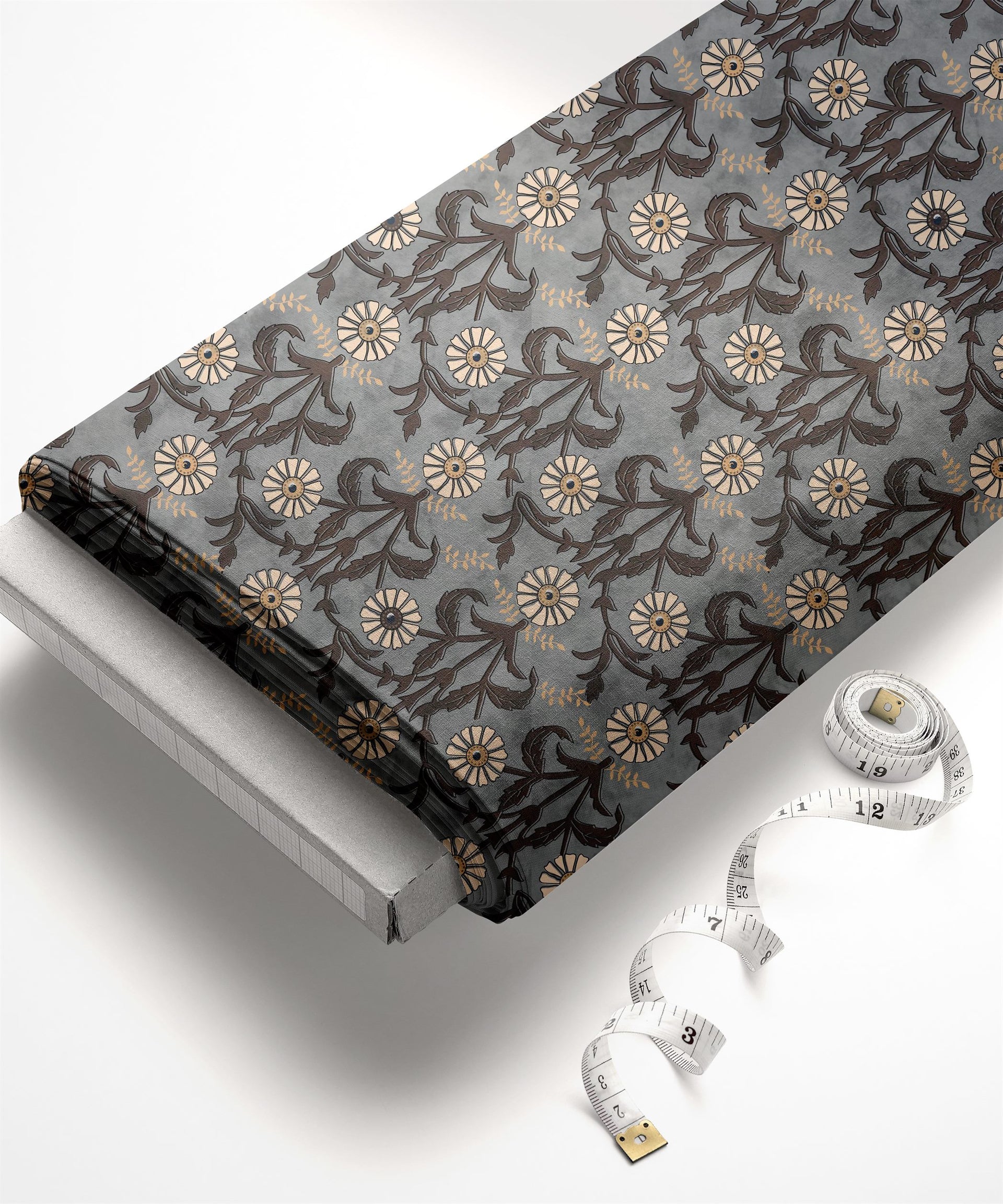Beige - Natural Dyed Cotton Ajrakh Print Fabric 04