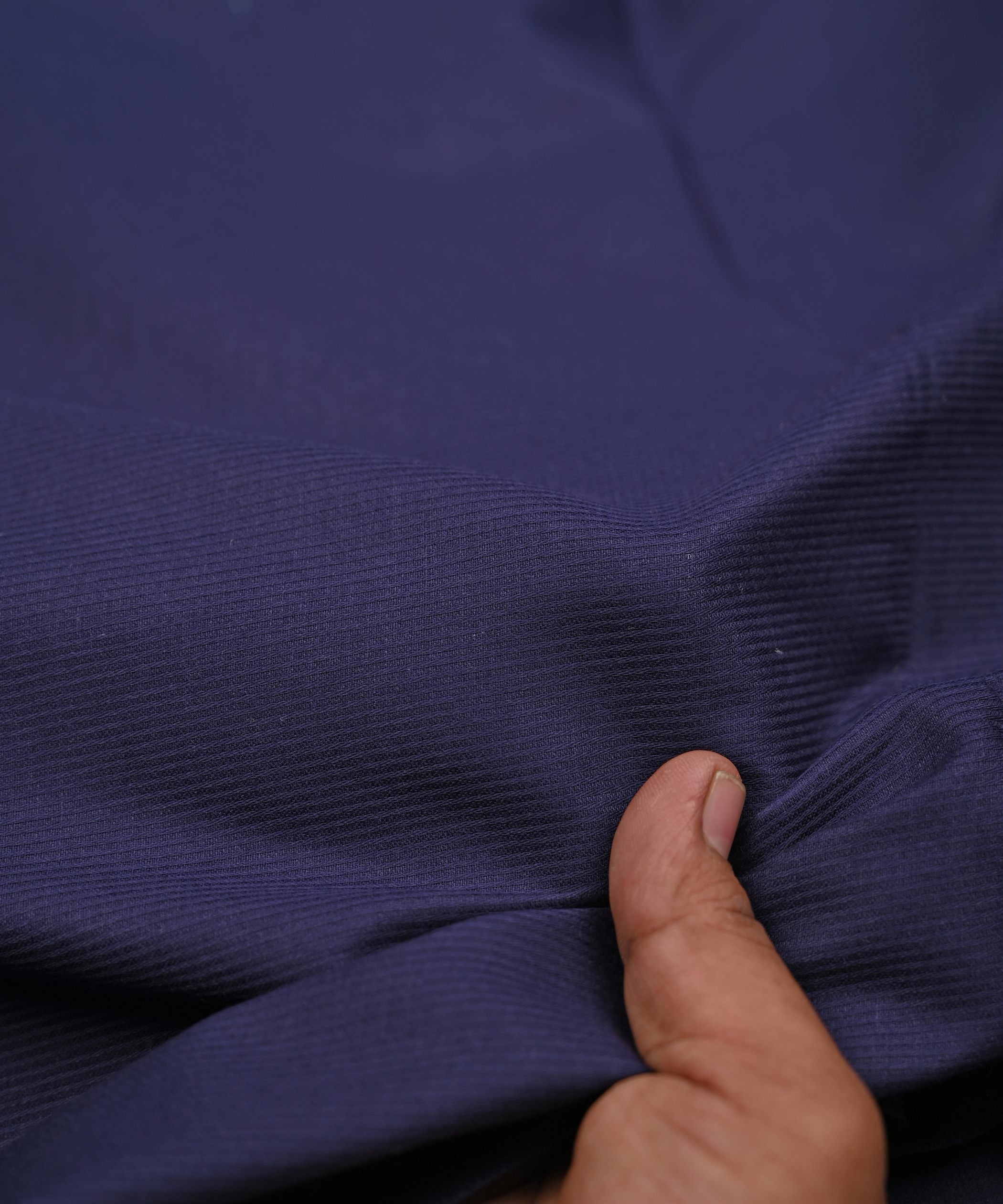 Navy Blue Plain Dyed Striped Cotton Fabric