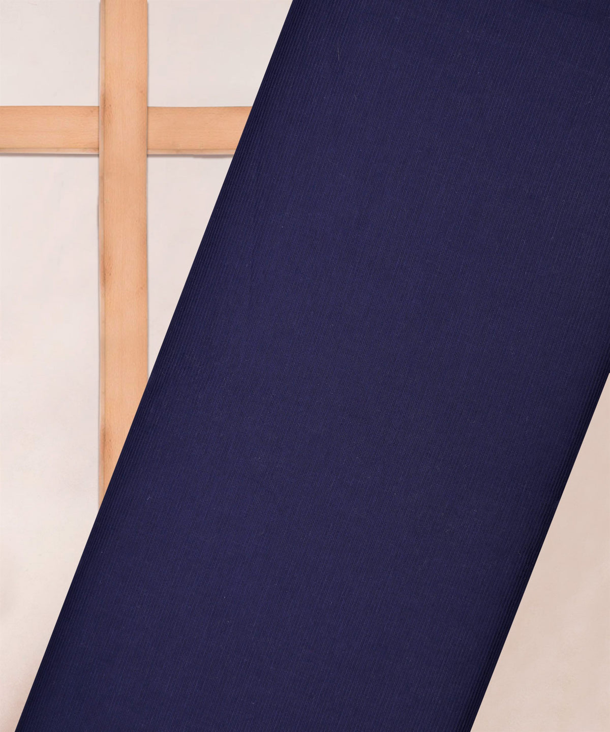 Navy Blue Plain Dyed Striped Cotton Fabric