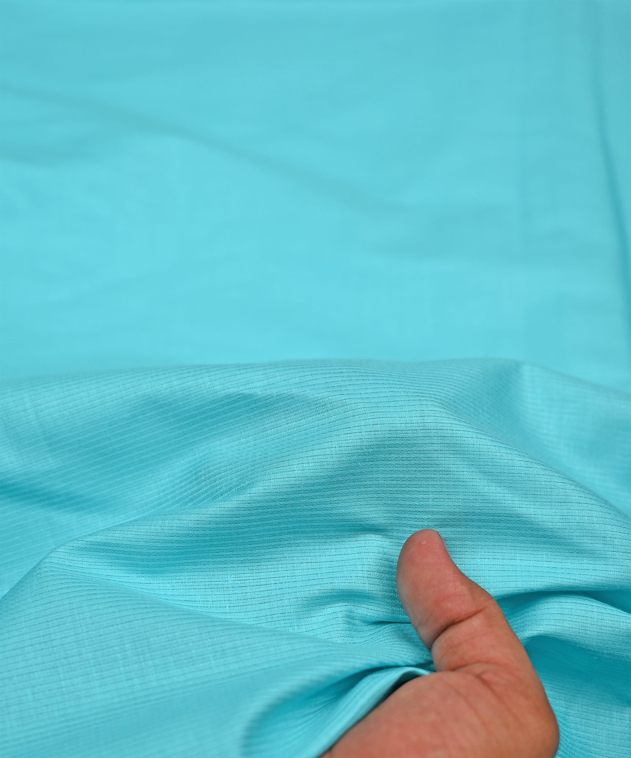 Sky Blue Plain Dyed Striped Cotton Fabric