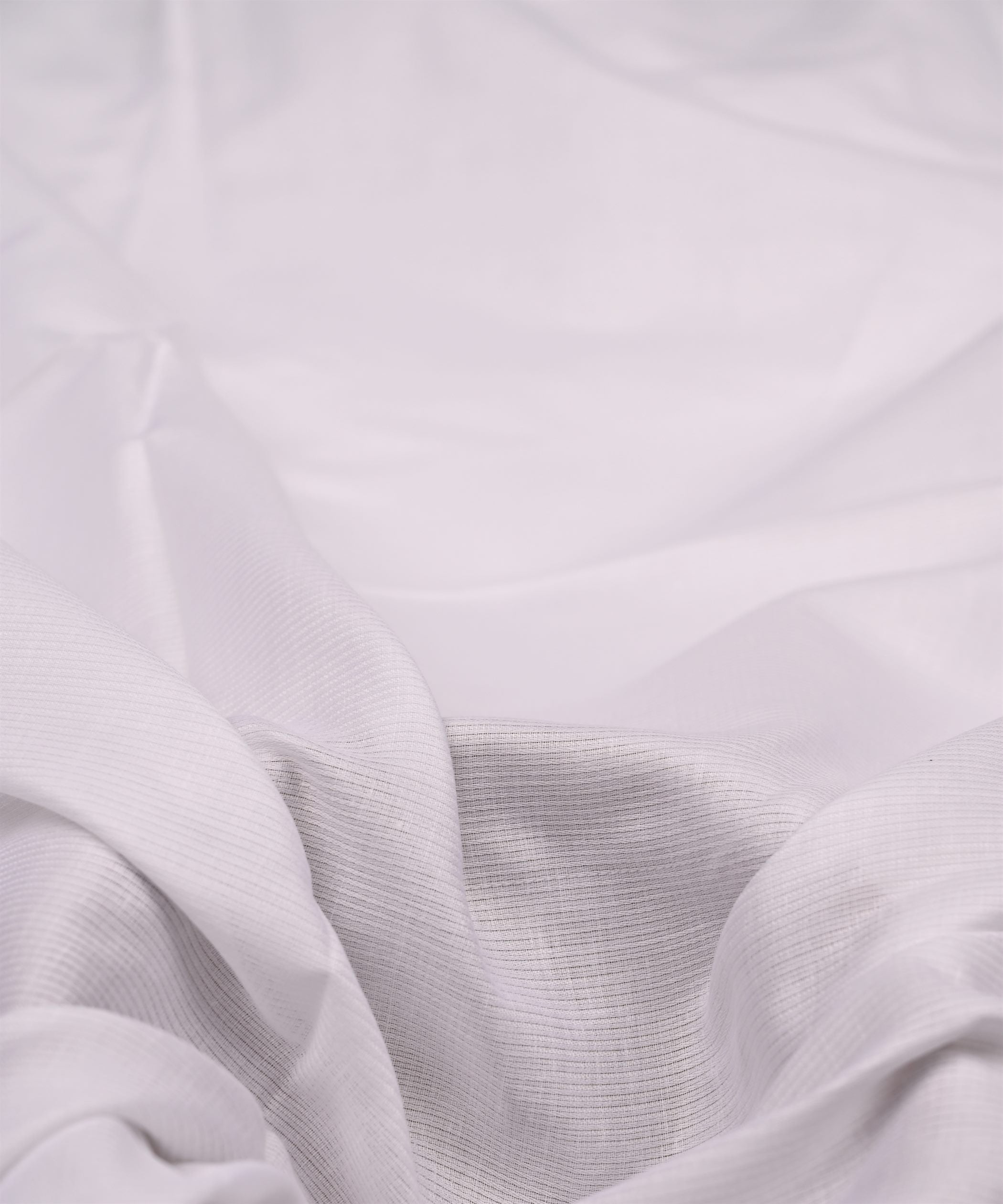 White Plain Dyed Striped Cotton Fabric