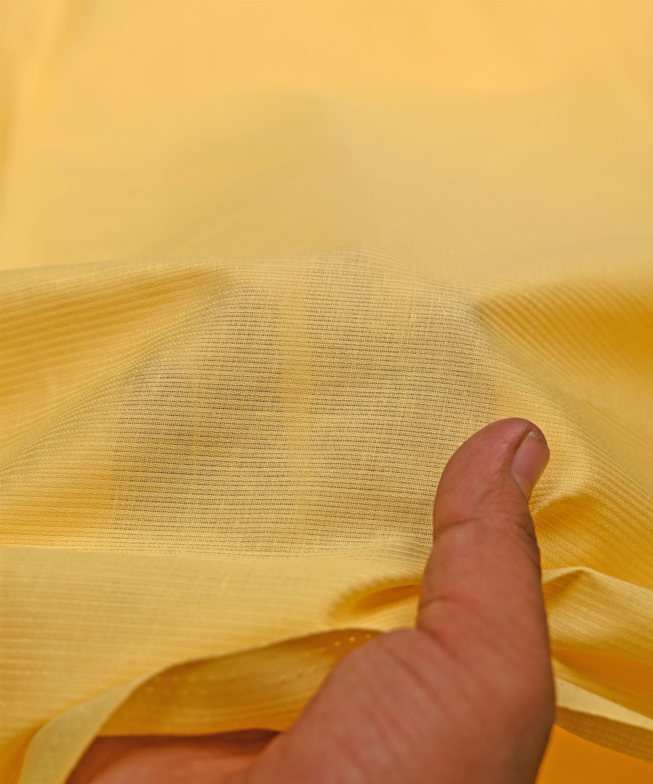 Yellow Plain Dyed Striped Cotton Fabric