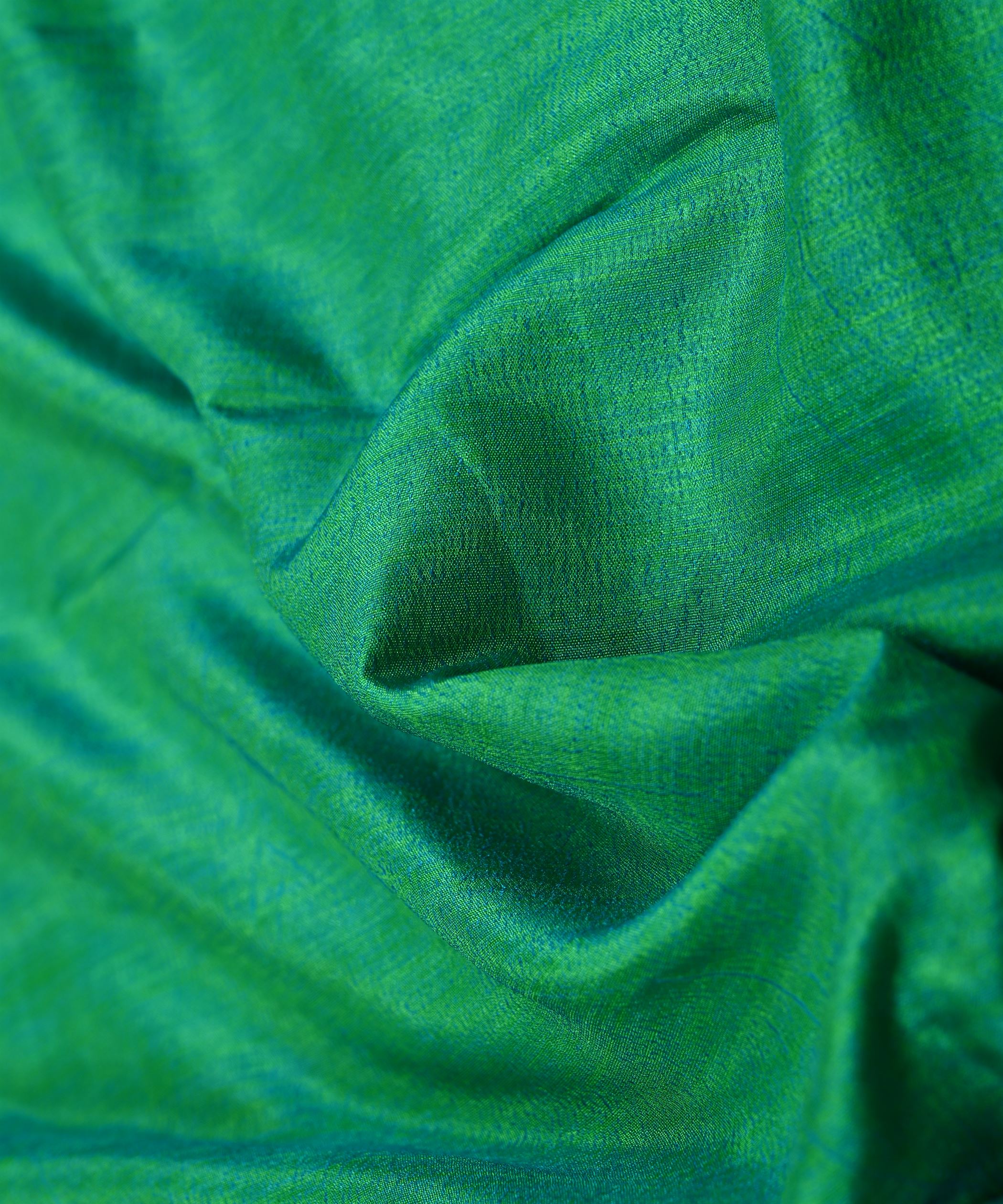 Green Textured Semi Silk Fabric