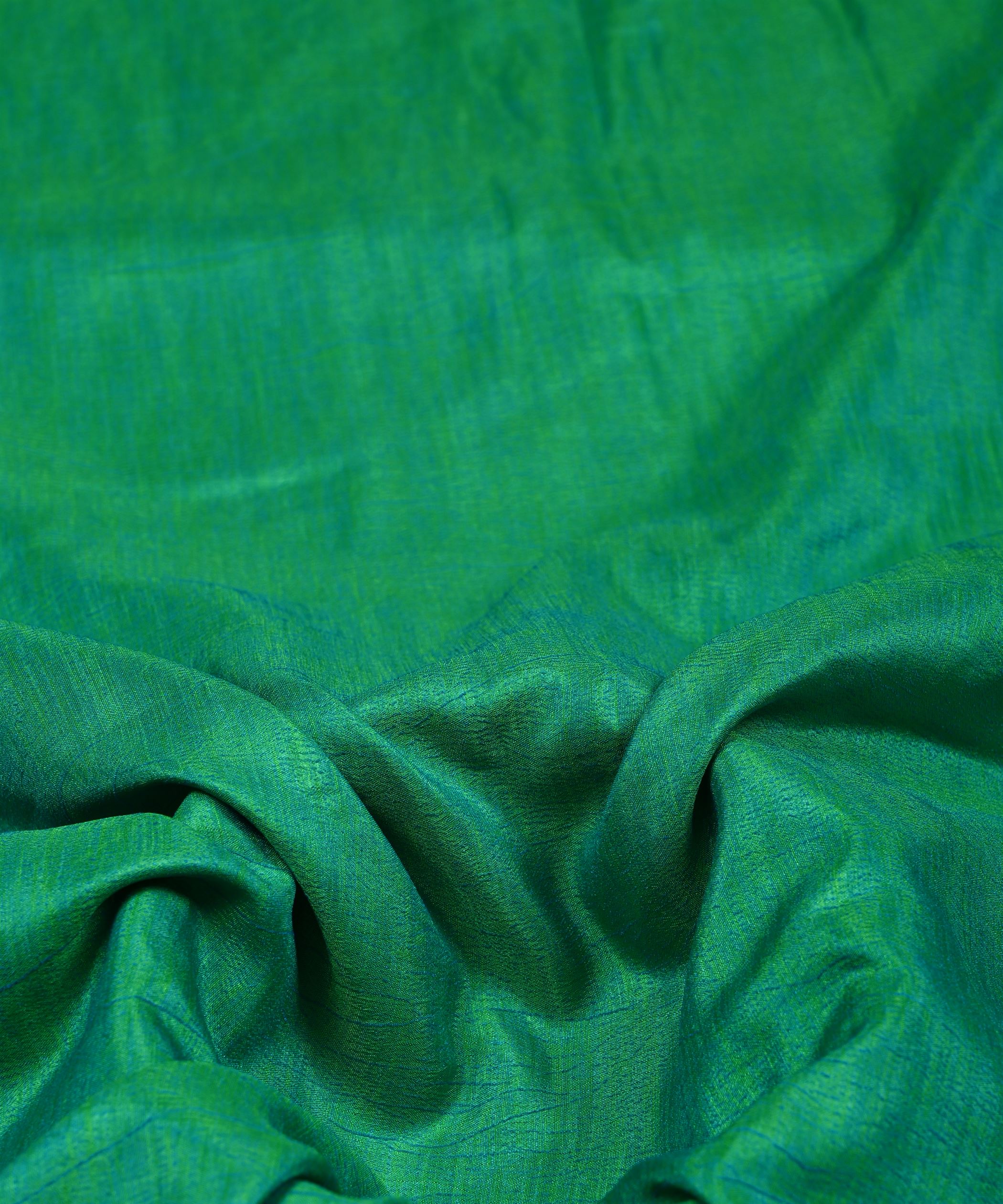 Green Textured Semi Silk Fabric