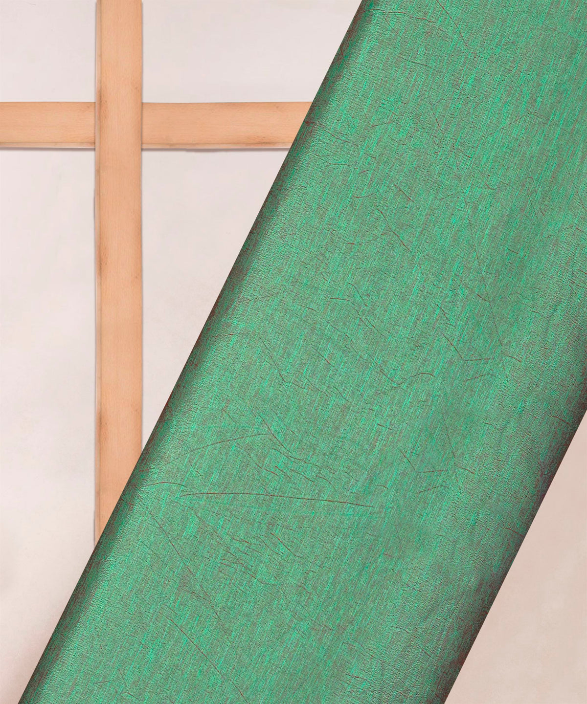 Olive Green Textured Semi Silk Fabric
