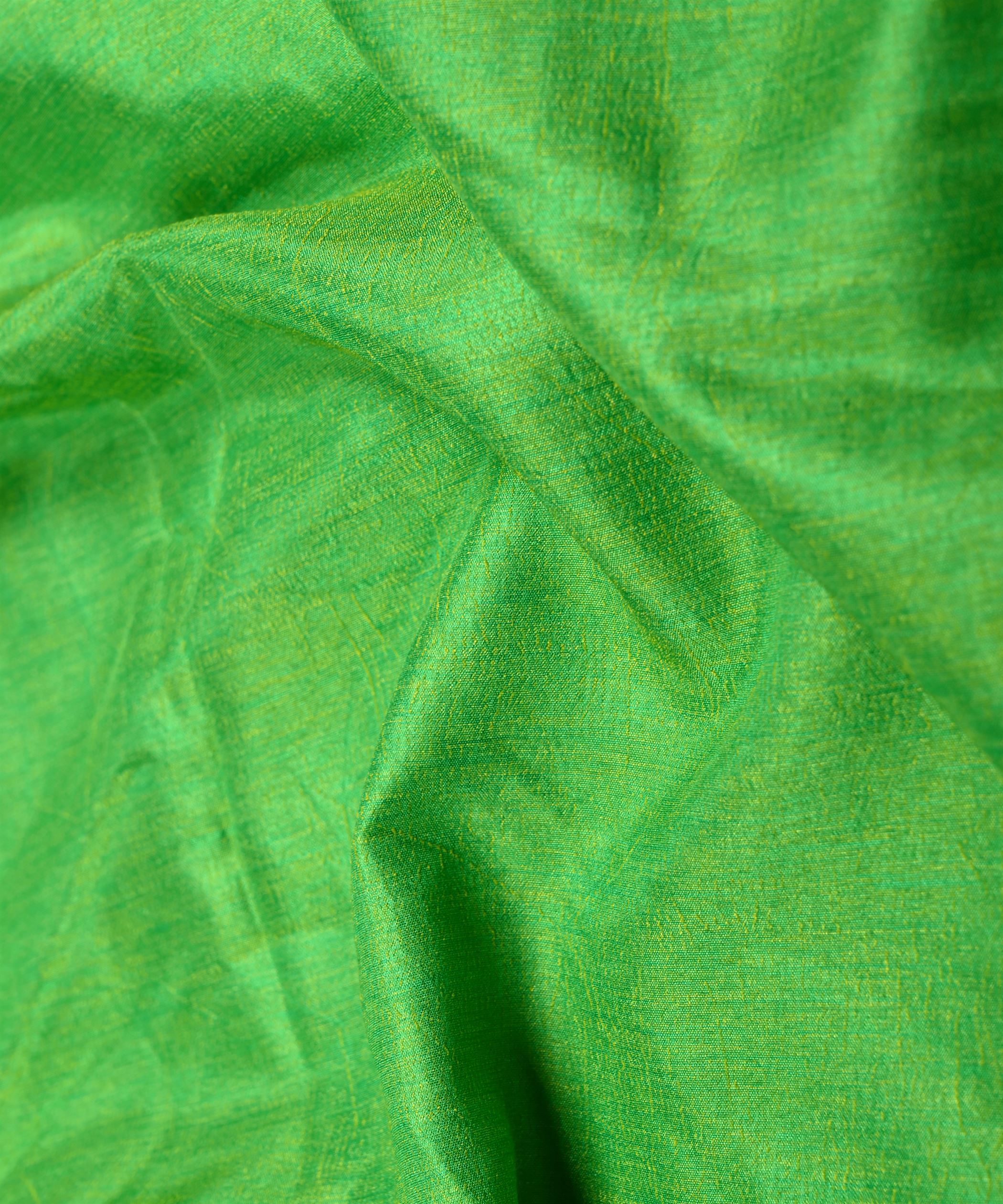 Parrot Green Textured Semi Silk Fabric