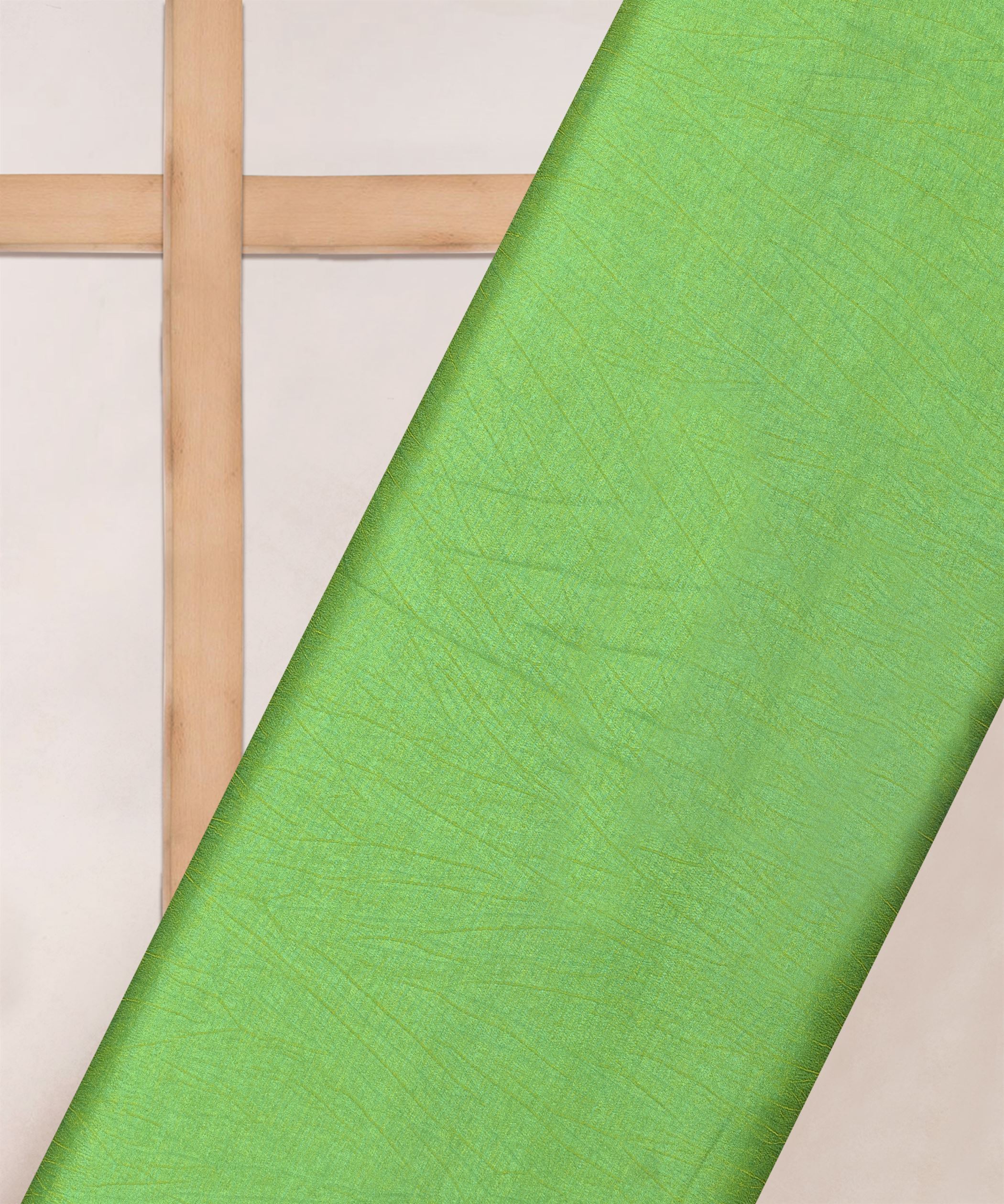 Parrot Green Textured Semi Silk Fabric