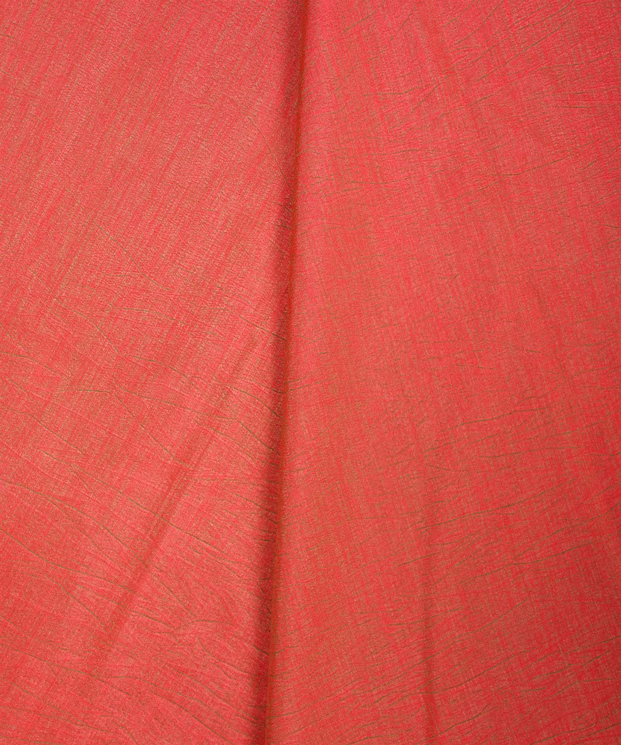 Peach Textured Semi Silk Fabric