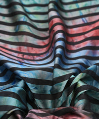 Blue Tie and Dye Georgette Fabric with Zebra Stripes