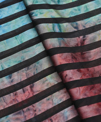 Blue Tie and Dye Georgette Fabric with Zebra Stripes