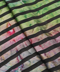 Green Tie and Dye Georgette Fabric with Zebra Stripes
