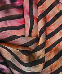 Light Peach Tie and Dye Georgette Fabric with Zebra Stripes