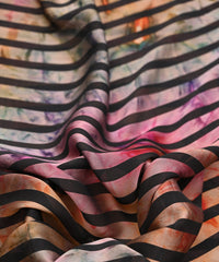 Light Peach Tie and Dye Georgette Fabric with Zebra Stripes