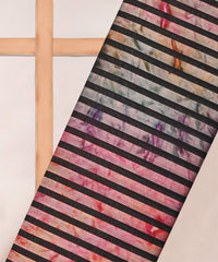 Light Peach Tie and Dye Georgette Fabric with Zebra Stripes