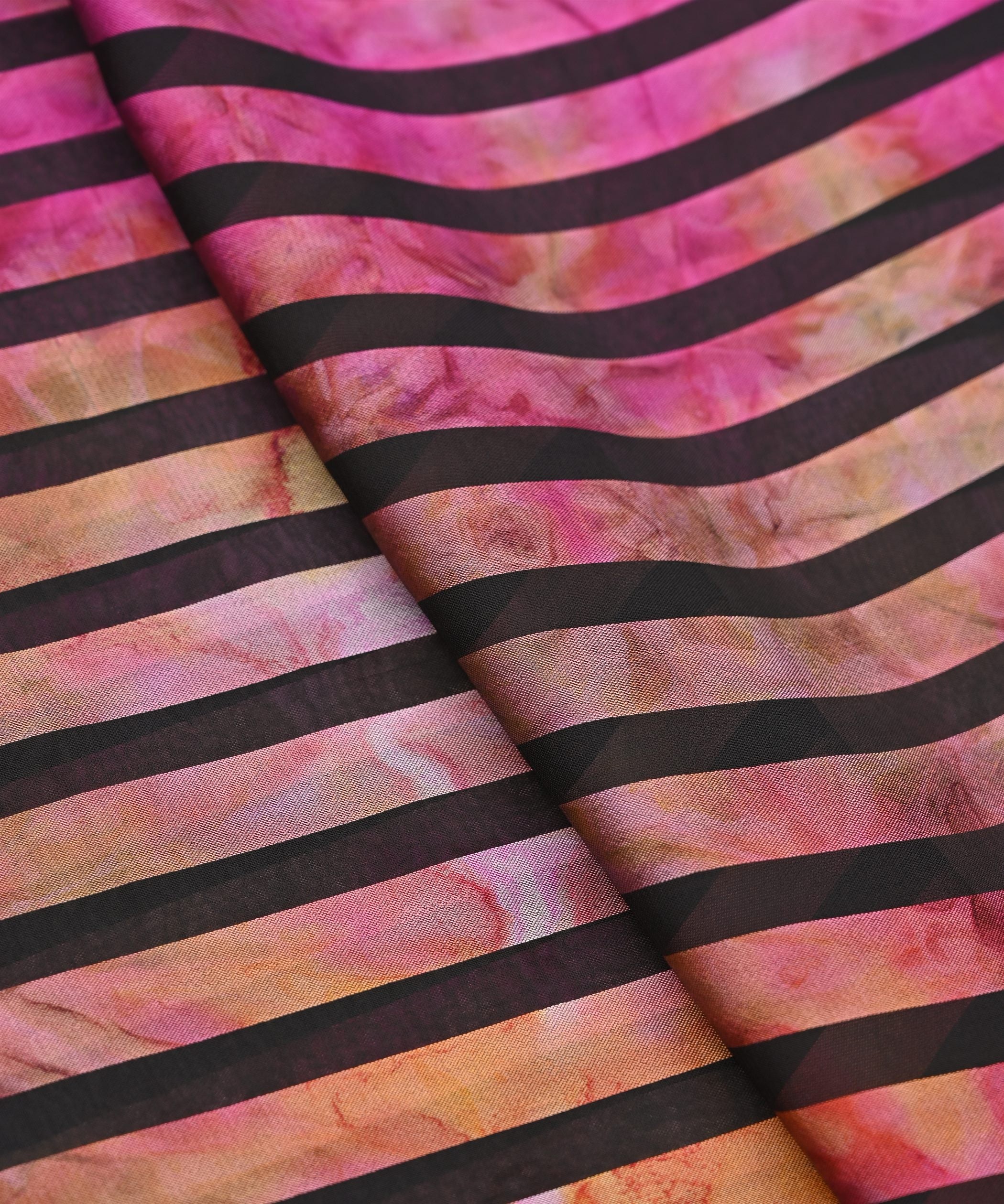 Pink Tie and Dye Georgette Fabric with Zebra Stripes