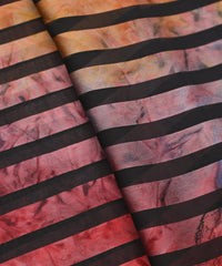 Red Tie and Dye Georgette Fabric with Zebra Stripes