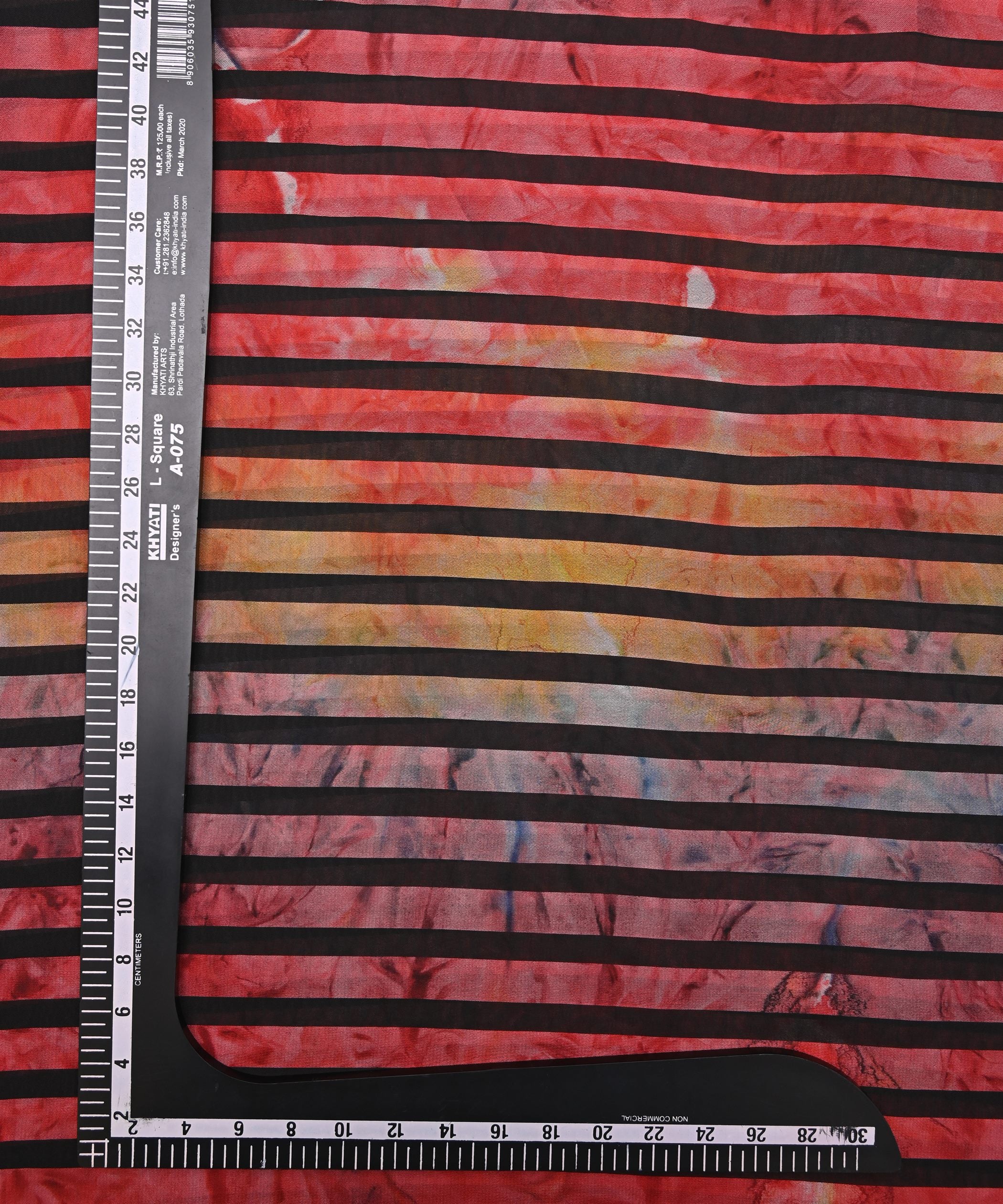 Red Tie and Dye Georgette Fabric with Zebra Stripes