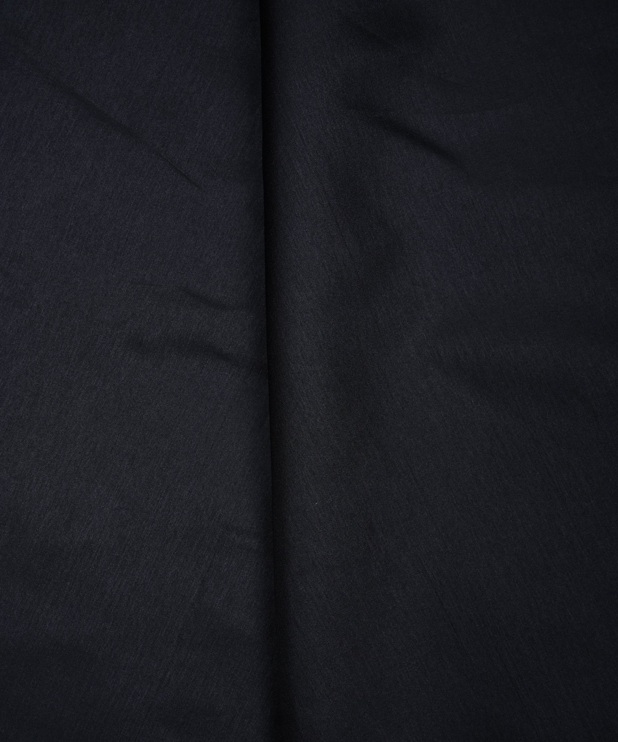 Black Plain Dyed Tussar Silk Fabric