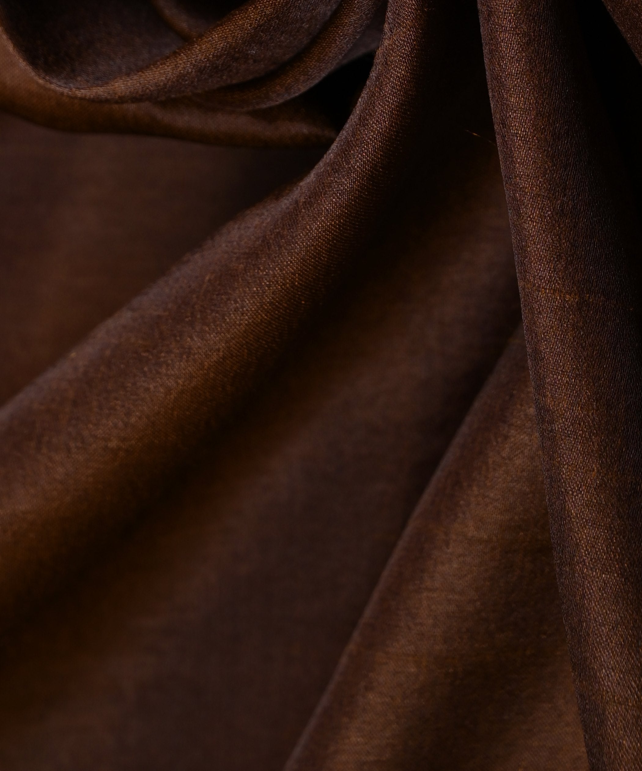 Coffee Brown Plain Dyed Tussar Silk Fabric