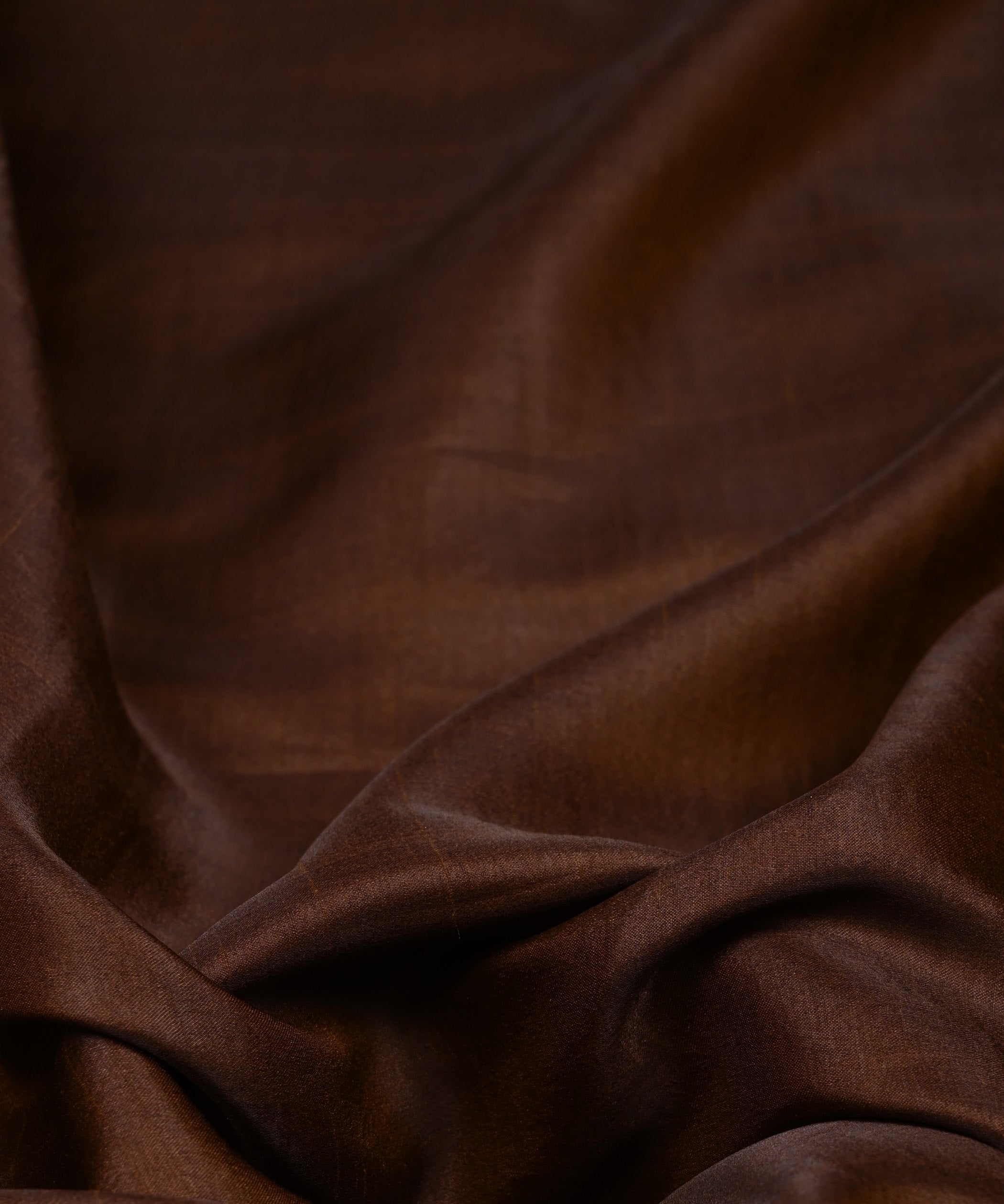 Coffee Brown Plain Dyed Tussar Silk Fabric