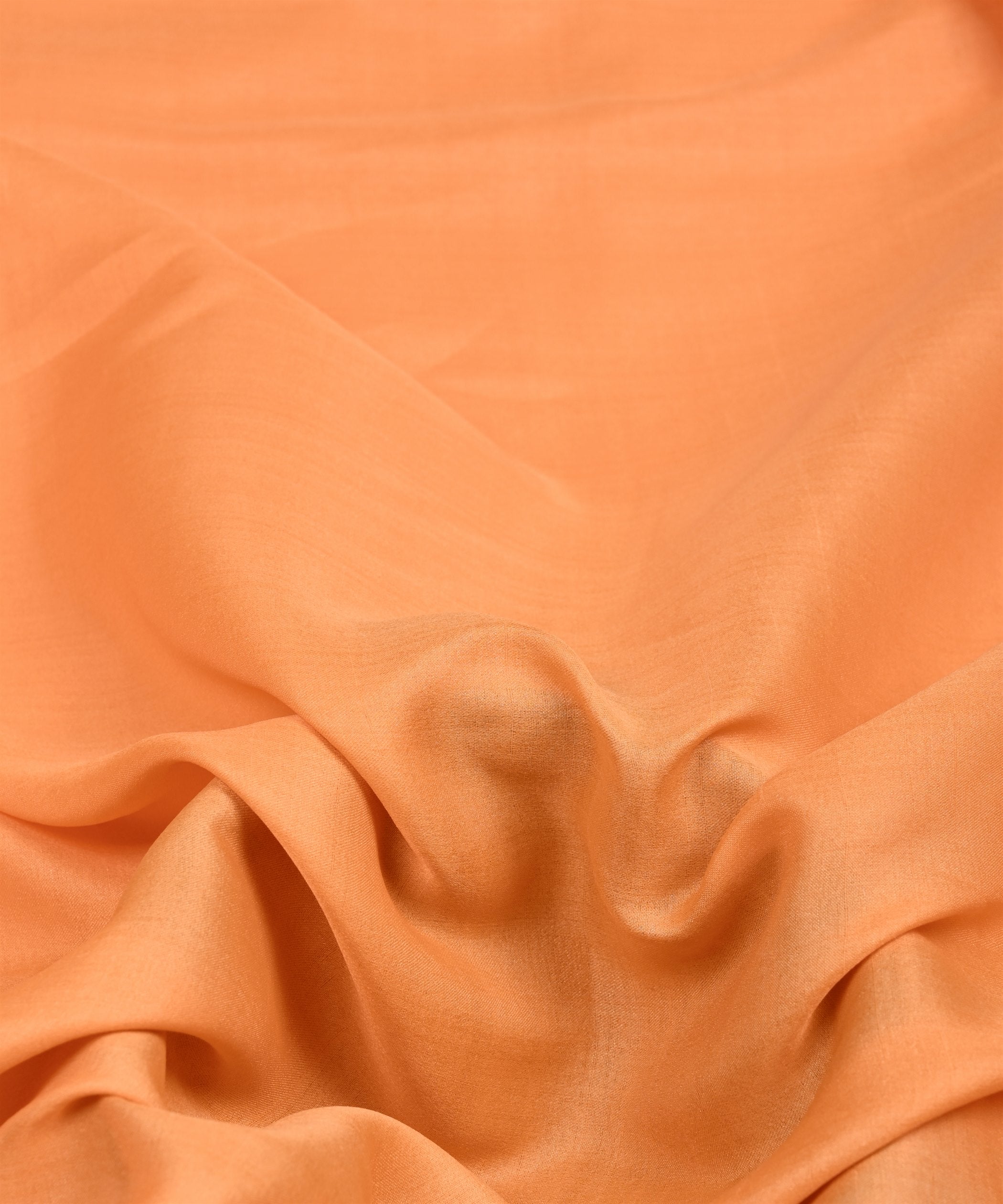 Light Orange Plain Dyed Tussar Silk Fabric