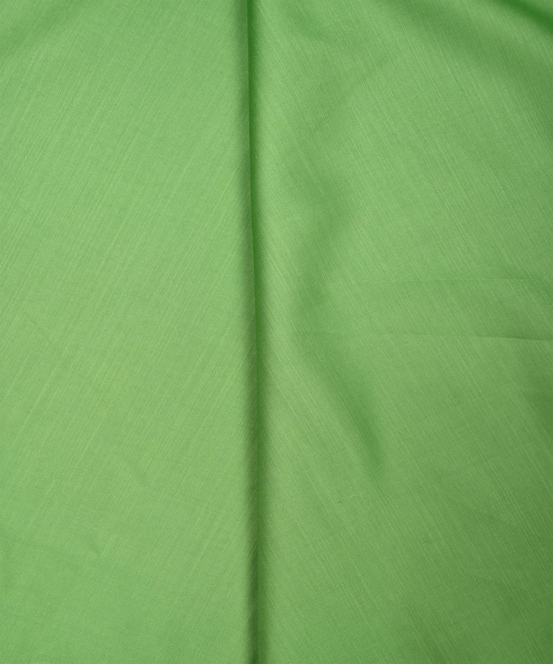 Parrot Green Plain Dyed Tussar Silk Fabric