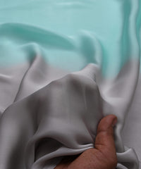 Grey-Aqua Two Shaded Satin Georgette Fabric