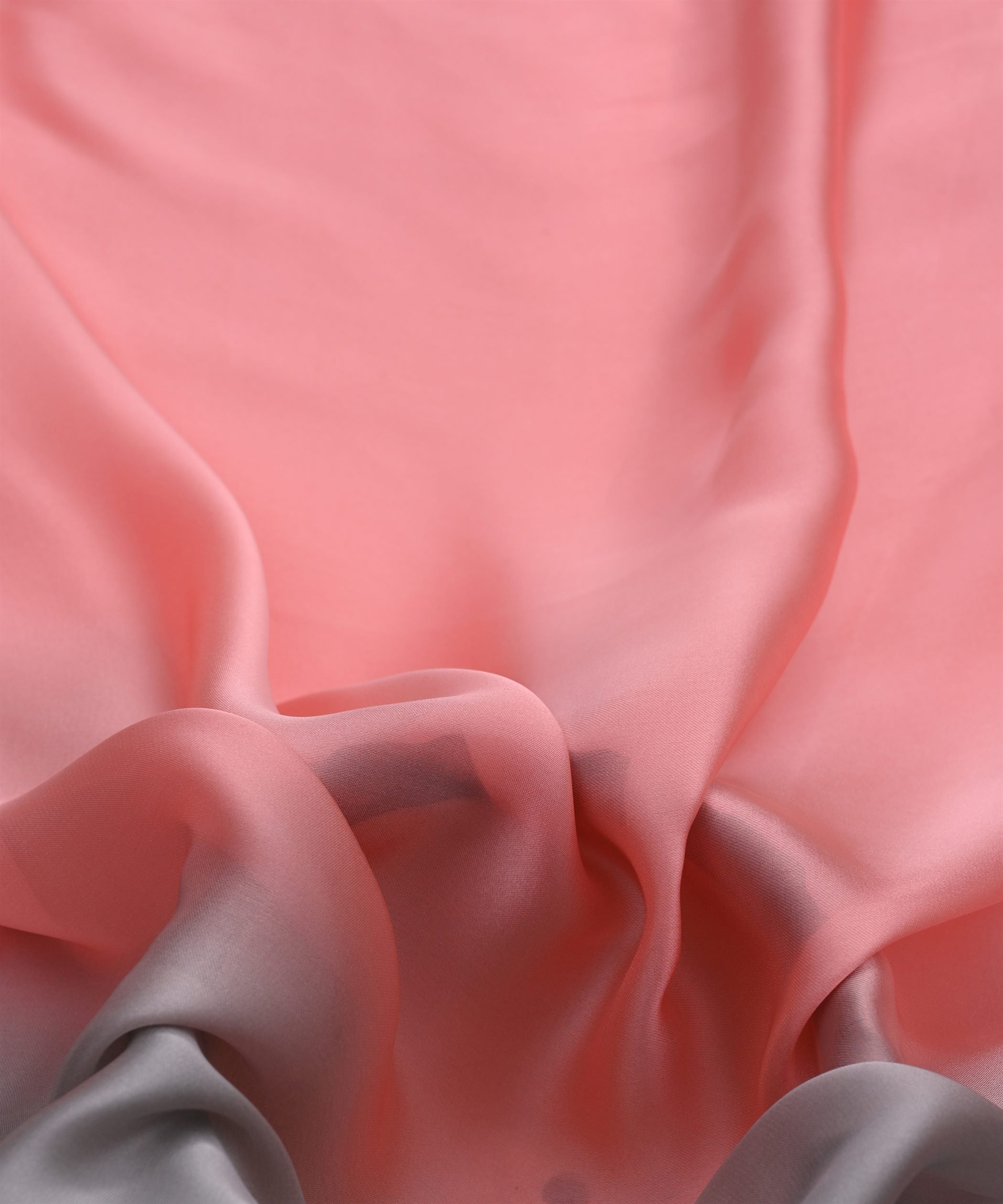Grey-Coral Two Shaded Satin Georgette Fabric