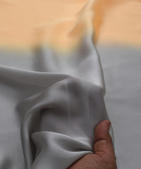 Grey-Peach Two Shaded Satin Georgette Fabric